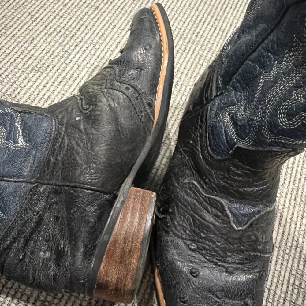 Caballo Dorado Imitation Ostrich Cowboy Western Boots Made in Mexico Size 2